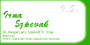 irma szpevak business card